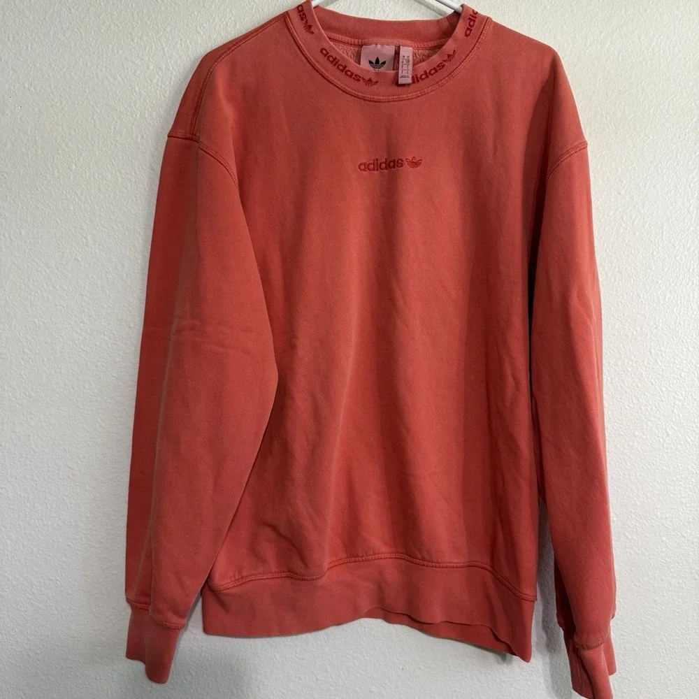 Adidas Unisex Coral‎ Small Pullover Sweatshirt Crewneck - Picture 2 of 9